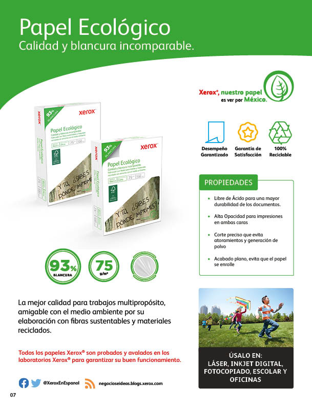 Papel Bond Ecol&oacute;gico Carta XEROX Ecol&oacute;gico